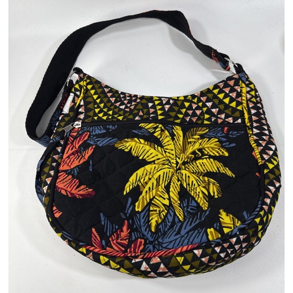 Bagamoyo Handbags - Bagamoyo quilted shoulder purse tropical palm leaf print